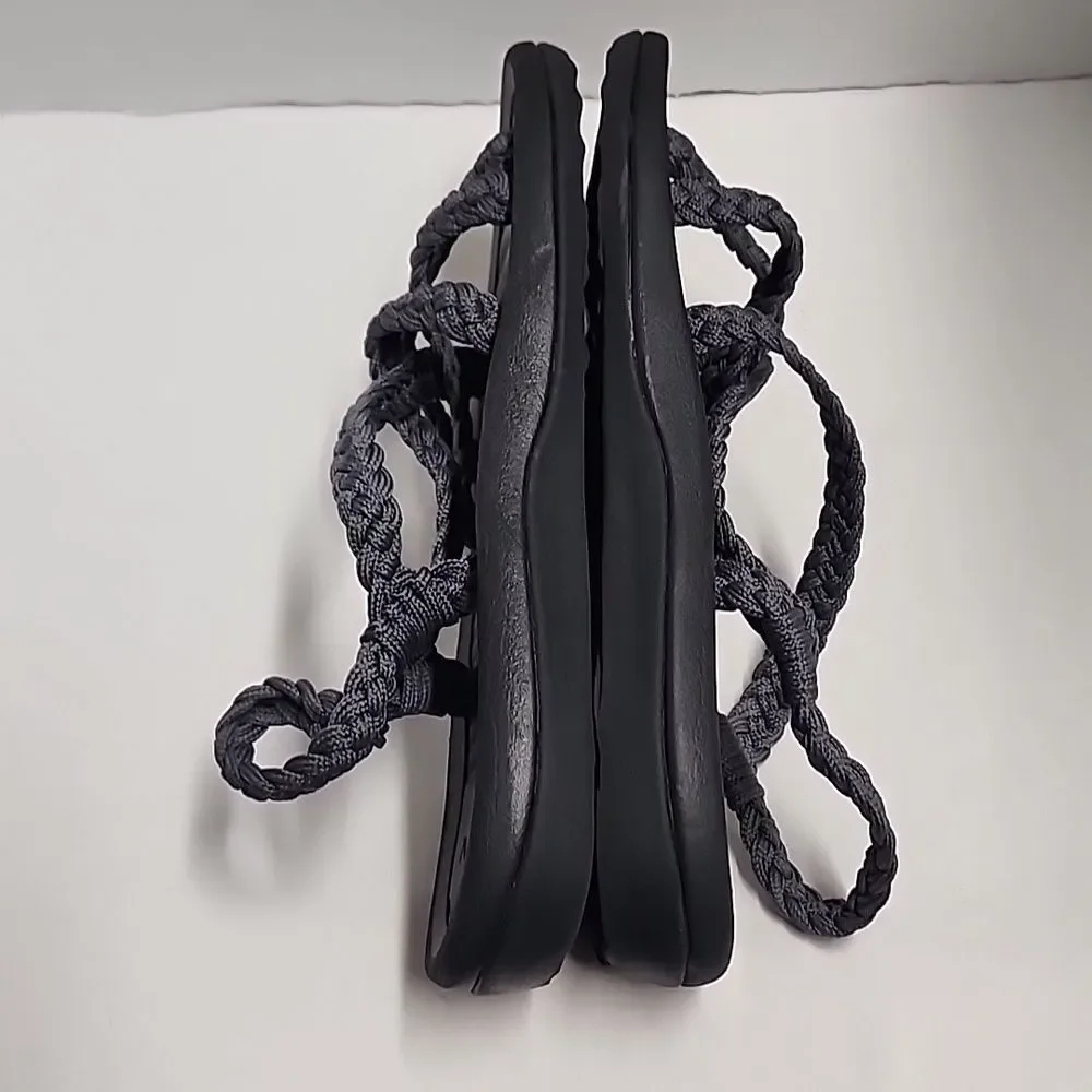 Megnya black and gray braided strap water sandals size 8 - Picture 6 of 10